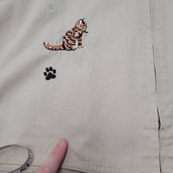 Vintage Quacker Factory AOP embroidered cat jacket zip up Grandma core - Picture 4 of 8